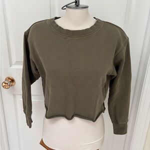 H&M Khaki Green Cropped Sweatshirt